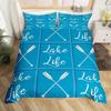 Fishing Hunting Duvet Cover Set Queen Lake House Comforter Cover Fishing Pole Paddle Bedding Set For Boys Girls Farmhouse Decor