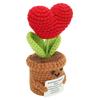 Crochet Potted Plant Doll Cute Positive Knitted Flower Pot Doll for Desktop Ornament Toy Red Heart