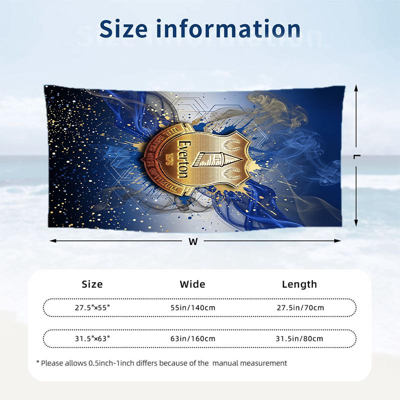 Everton Football Beach Towel Soft Microfiber Summer Towel Quick Dry Absorbent Towel for Beach Swimming Pool Travel
