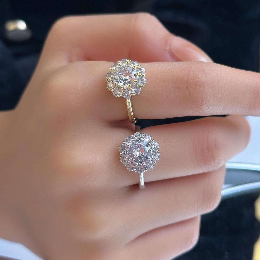 Geometrischer Kupferring mit Zirkonverzierungen, perfekt für den Alltag