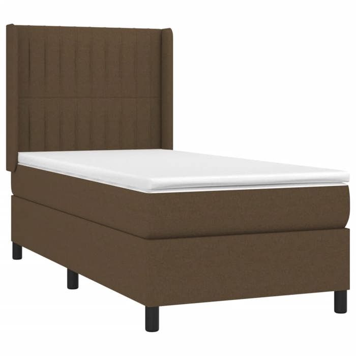 3131572 vidaXL Lit à sommier tapissier avec matelas Marron foncé 100x200 cm