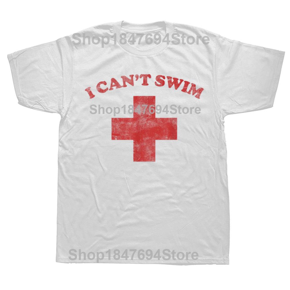 Lustiges Ich kann nicht schwimmen Rettungsschwimmer Grafik T-Shirts T-Shirt Herren Damenmode Lässig Übergroß 100% Baumwolle Vatertags T-Shirt