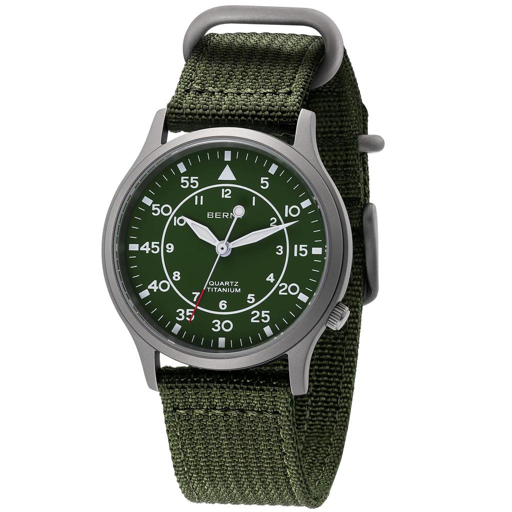 BERNY Men's Titanium Watch, Japanese Sweep Second Quartz Movement, Analog Quartz, 5ATM Waterproof, Lightweight Titanium Construction