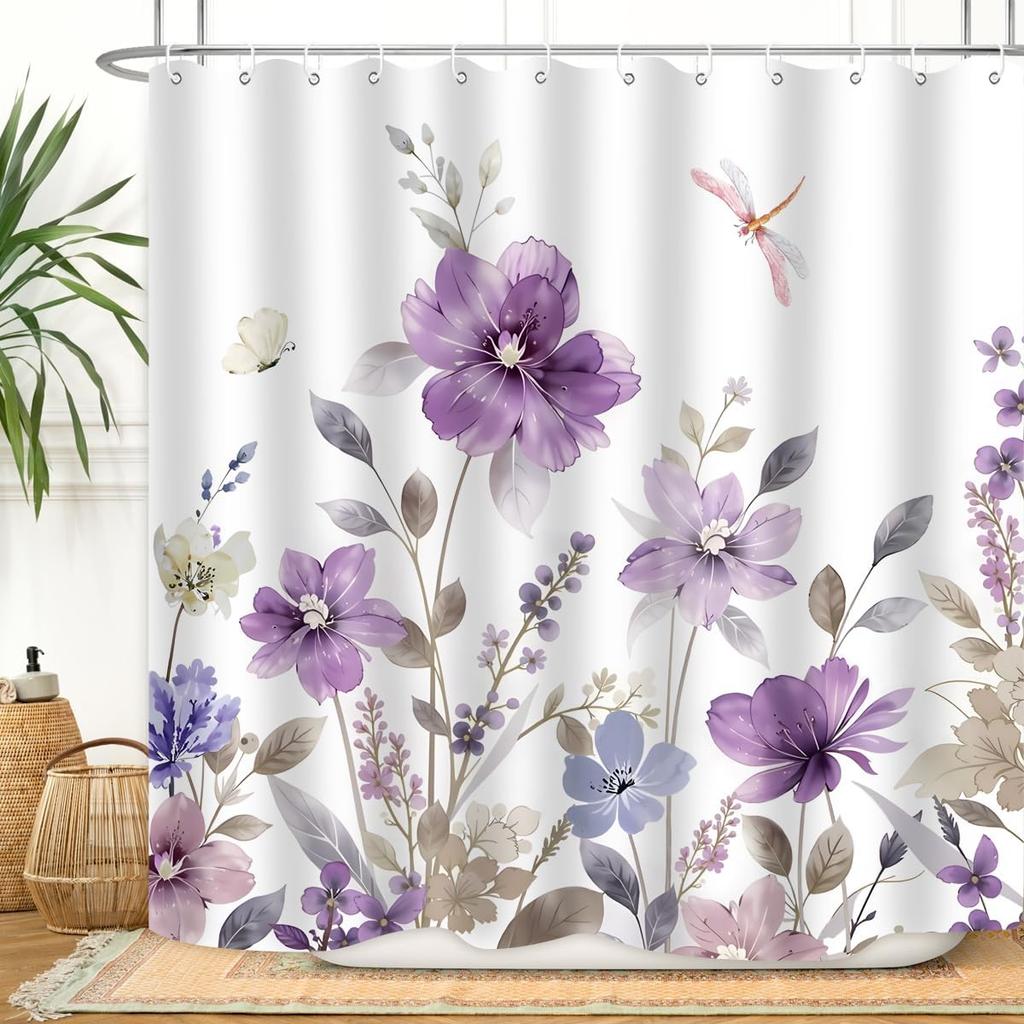 Paris Eiffel Tower Shower Curtain Oil Painting European France City Landscape Modern Couple Black Pink Tree Home Bathroom Décor