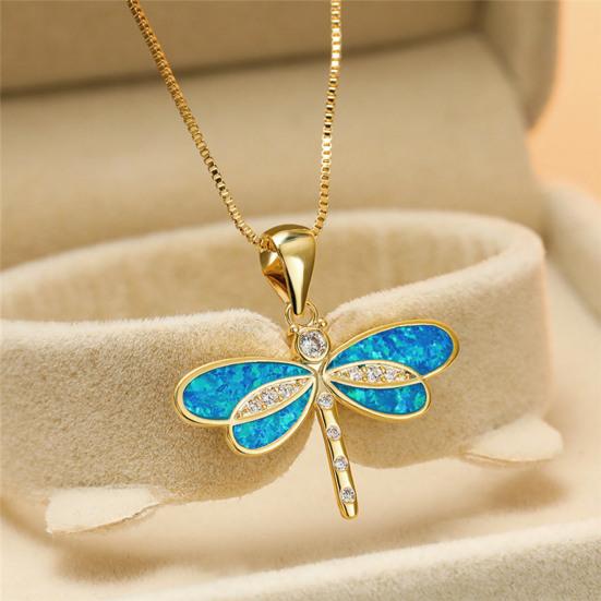 Dragonfly Necklace Wear-resistant Anti-rust Alloy Exquisite Dragonfly Animal Necklace for Women