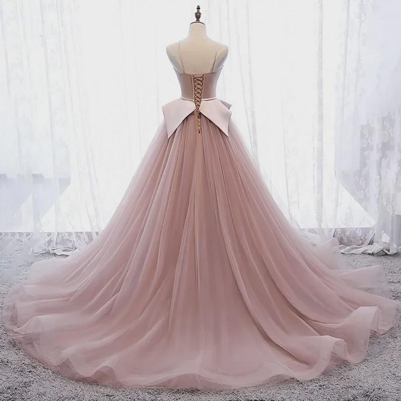 Rochie de domnișoară de onoare roz, fără mâneci, din satin, cu model de coadă de pește, 2022