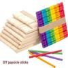 Colored Wooden Popsicle Sticks for DIY Crafts - Ideal for Kindergarten Projects and Handmade Creations.