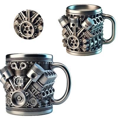 Personalized Stainless Steel Mug, V8 V6 Engines Stainless Steel Cup, 15oz Funny Durable Stylish Coffee Cups Perfect for Car Enthusiasts