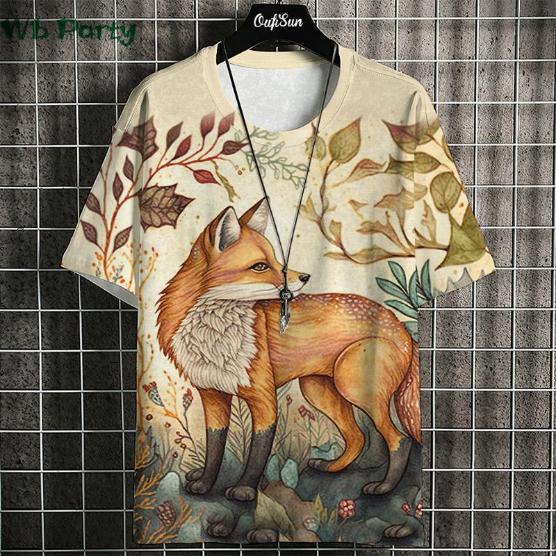 Japanisches Ukiyo-E T-Shirt Herren Tierdruck Grafik T-Shirts Vintage Herrenbekleidung Rundhals Kurzarm Tee Harajuku T-Shirt