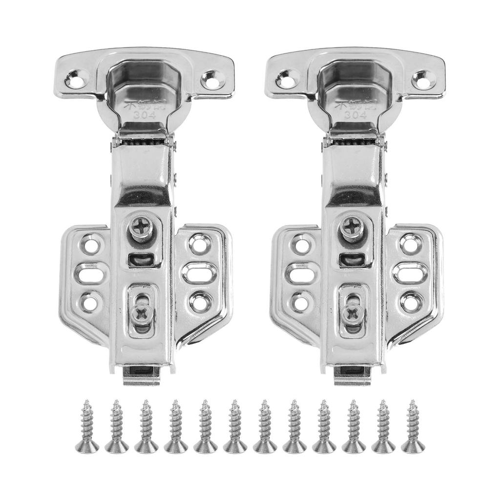 2Pcs Cabinet Hinges Stainless Steel 2.0mm Thick Thicken Base Electroplating Bright Wardrobe Hinge for Kitchen Bathroom