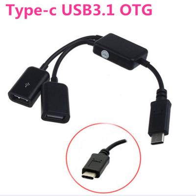 Kabel OTG se dvěma porty USB na typ C, převodník rozbočovače USB C pro Macbook, telefon typu C, disk U