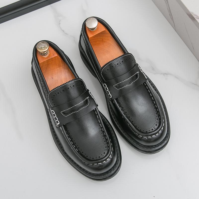 

Минималистичный дизайн, колледжский стиль, кожаные лоферы, бренд, комфорт, деловая обувь для ходьбы, высококачественная мужская кожаная обувь для通勤 46 чёрный