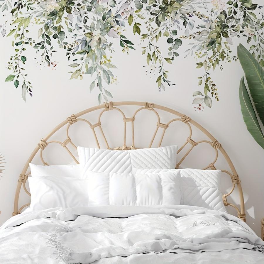 2pcs Removable Wall Stickers Plant Vine Flower Green Leaf Self-Adhesive Decorative Decal for Home Living Room Bedroom Background