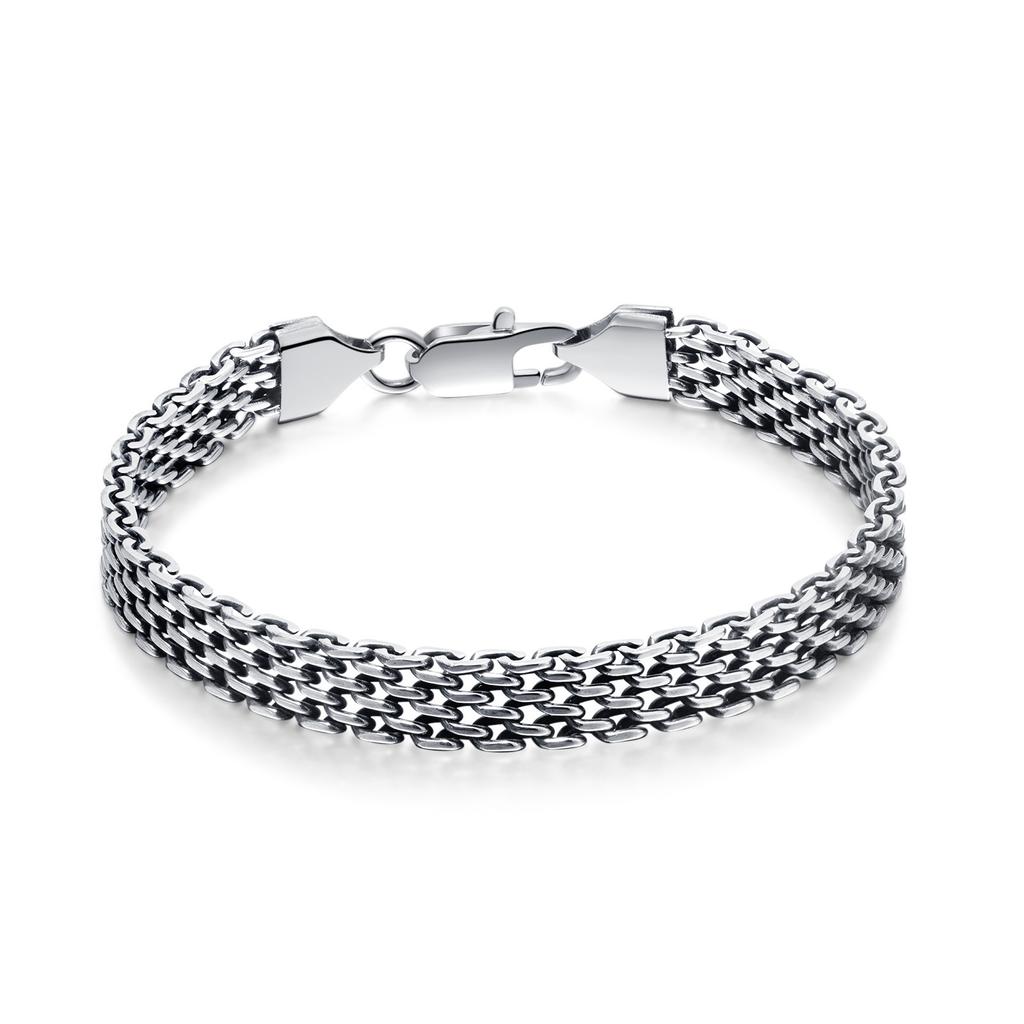 Wind Retro Versatile Hollow Mesh Titanium Steel Jewelry Fashion Personality Stainless Steel Men'S Bracelet