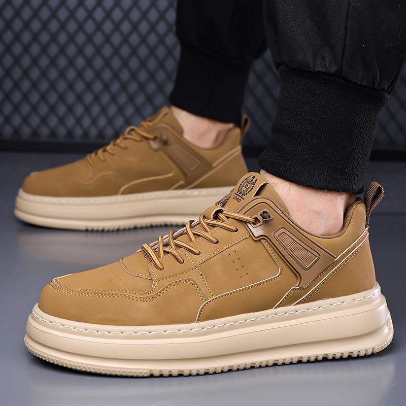 New autumn British retro casual leather platform heightening non-slip sports shoes
