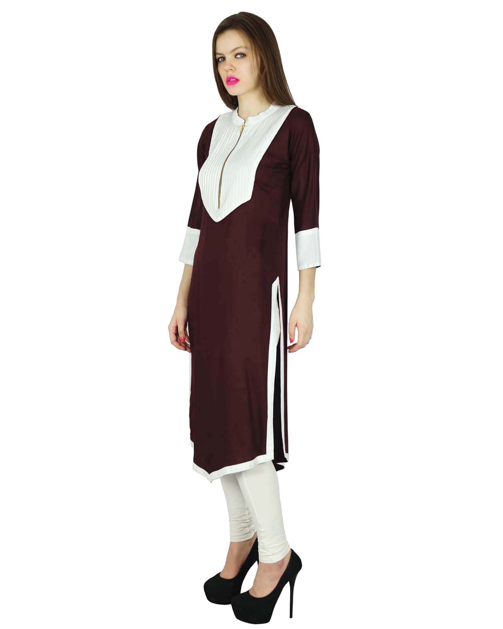 

Phagun Designer Indian Rayon Red Solid Casual Kurta Women Kurti Top Tunic 10 коричневый