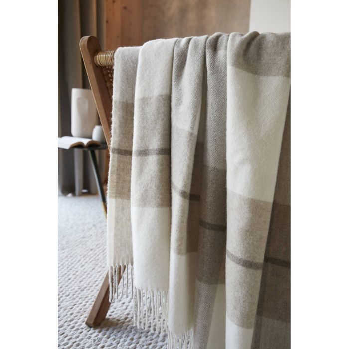 Plaid à franges pur laine "Marius" 140 x 200 cm