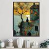 1 pieza Impresión en Lienzo sin Marco de Gato Negro Lindo y Amanecer Póster, Póster de Decoración de Pared para Habitación, Decoración de Arte de Pared Creativa Única,