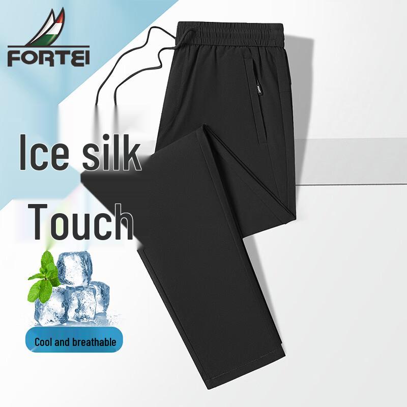 Men s Summer Ice Silk Straight-Fit Casual Pants L