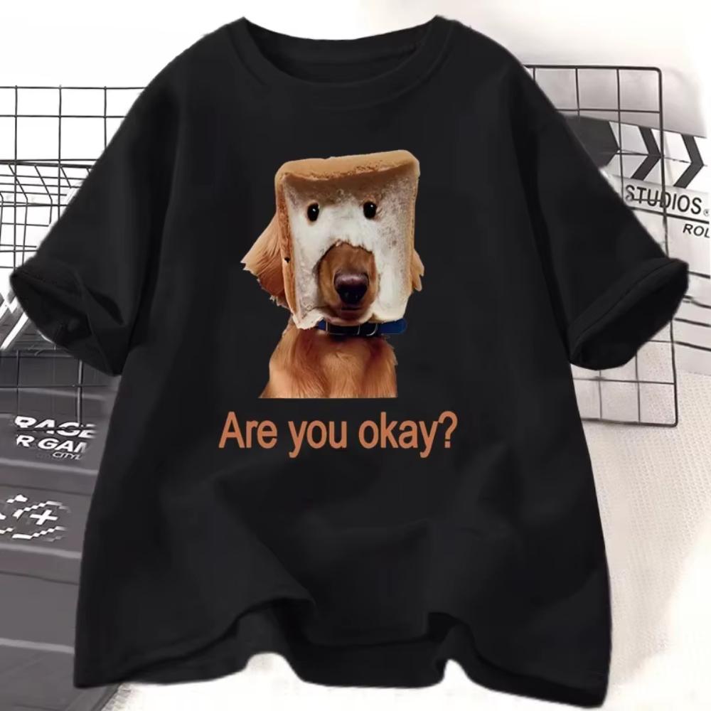 

Funny Bread Dog Cat Tshirt Women Men Couple Graphic T Shirts Summer Lover Clothing Animal Short Women Clothing 4XL