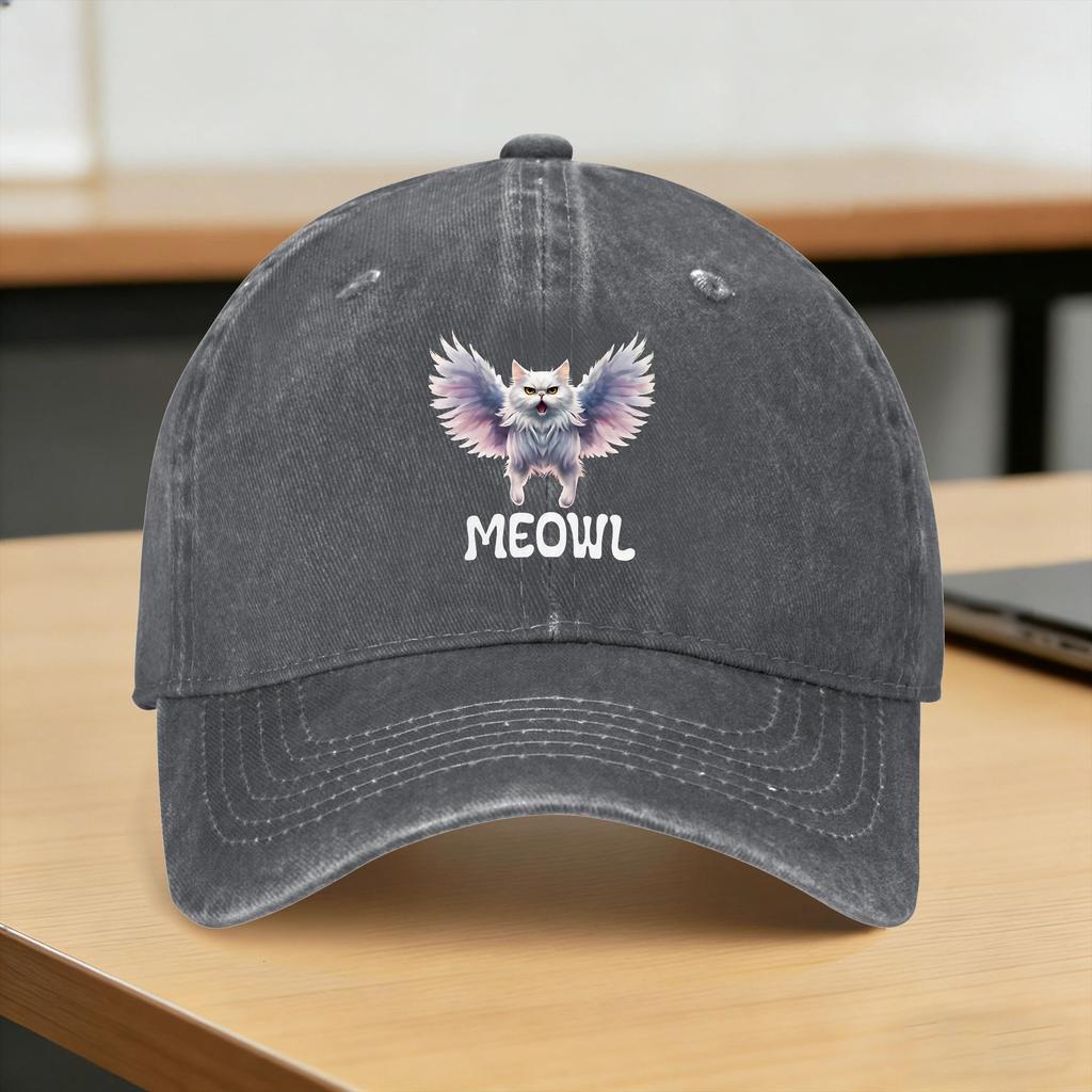 Washed Baseball Cap Meowl Funny Meme Summer Hip Hop Hats For Unisex Women Fashion Outdoor Sport Sun Baseball Caps