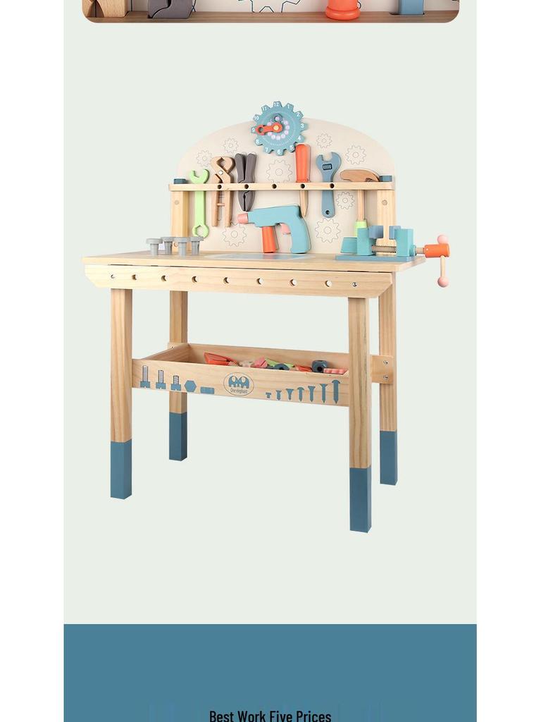 Multifunctional Wooden Workbench: Interactive Educational Toys for Early Childhood Role-Playing
