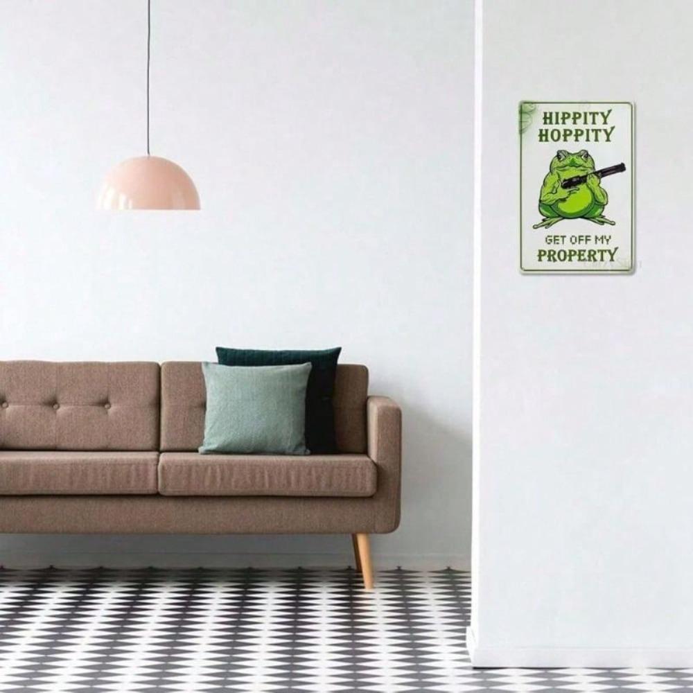 Vintage Frog Meme Hippity Get Off My Property Metal Wall Poster Garage Decor