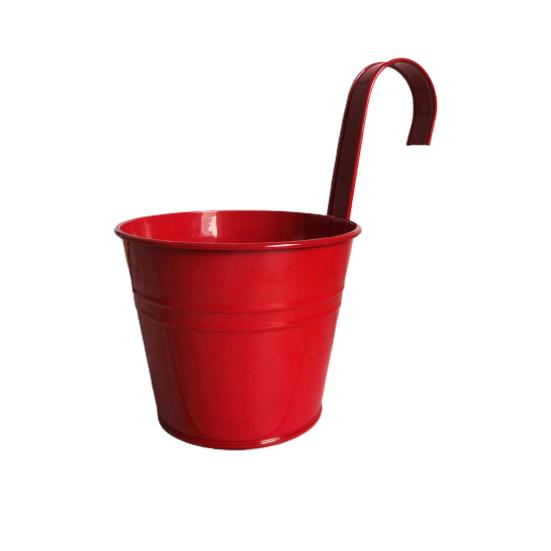 Wall Hanging Pot Bright Color Not Easy To Deform Iron Balcony Planters Metal Bucket for Balcony