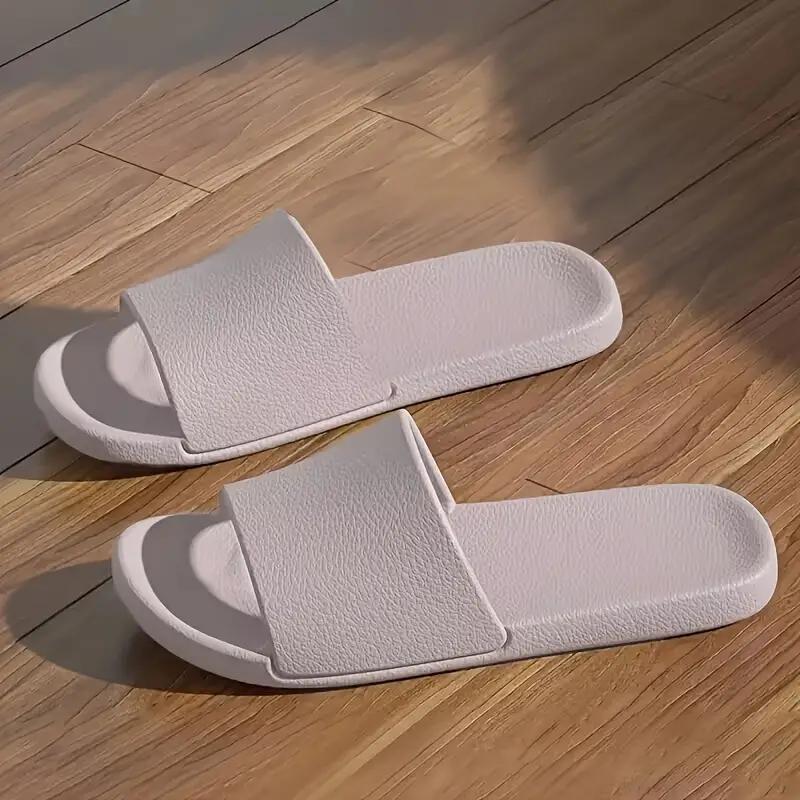 Simple Solid Color Slides, Casual Open Toe Flat Slip On Shoes, Comfortable Indoor Home Bathroom Slides