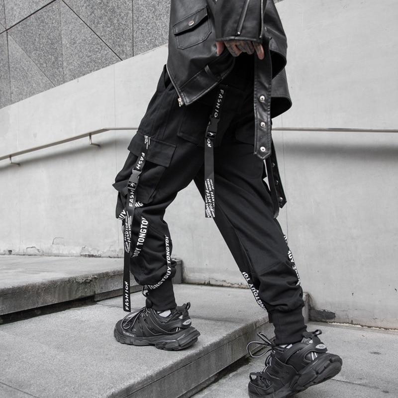 Schwarze Cargohose für Herren, Jogger, Cargohose für Herren, Joggen, japanische Streetwear, Hip Hop, Hippie, Techwear, Gothic-Band