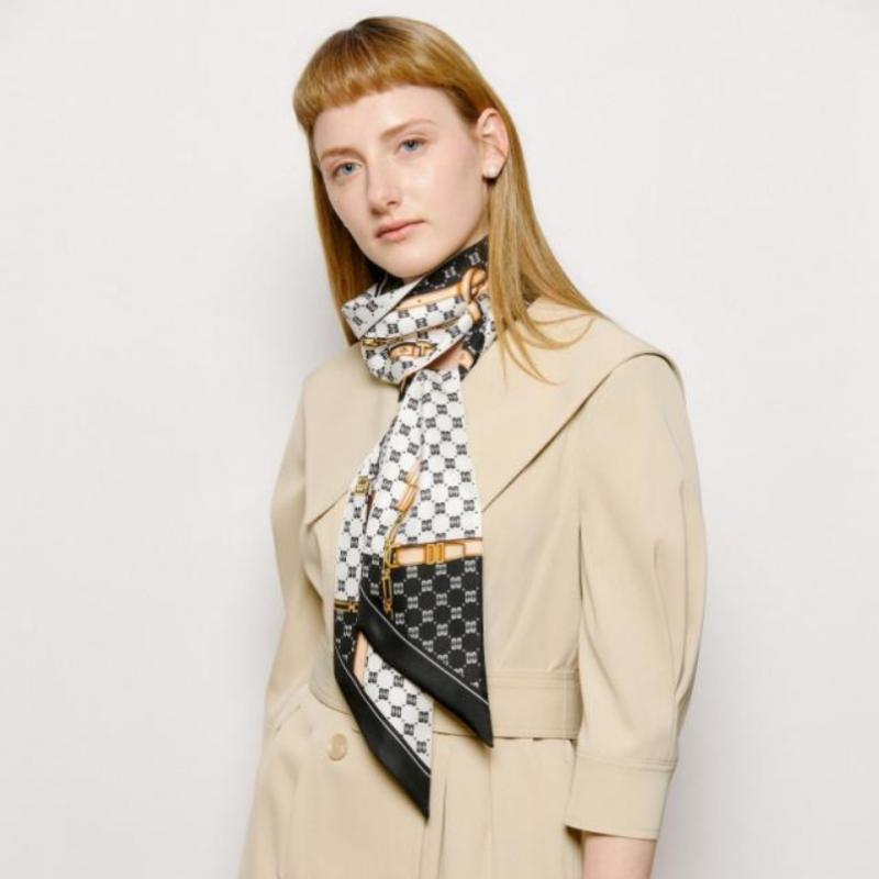 Daks Black Long Skinny Silk Scarf Dcsc5e025bk