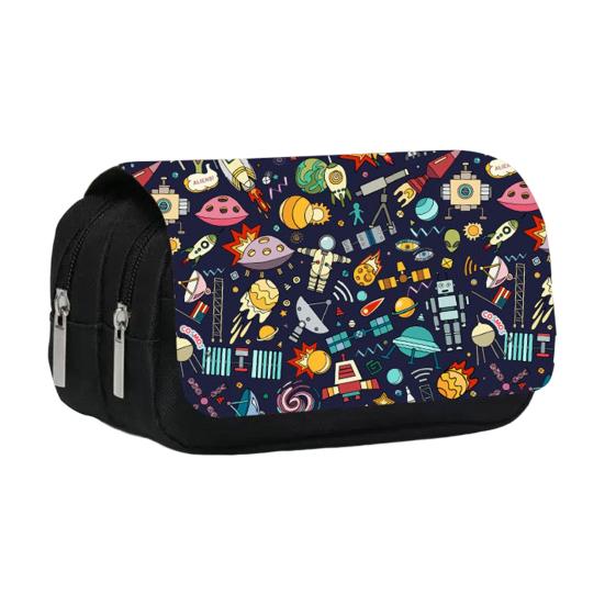 Pencil Case High Capacity Waterproof Double-layer Cartoon Flip Starry Sky Astronaut Pen Bag School