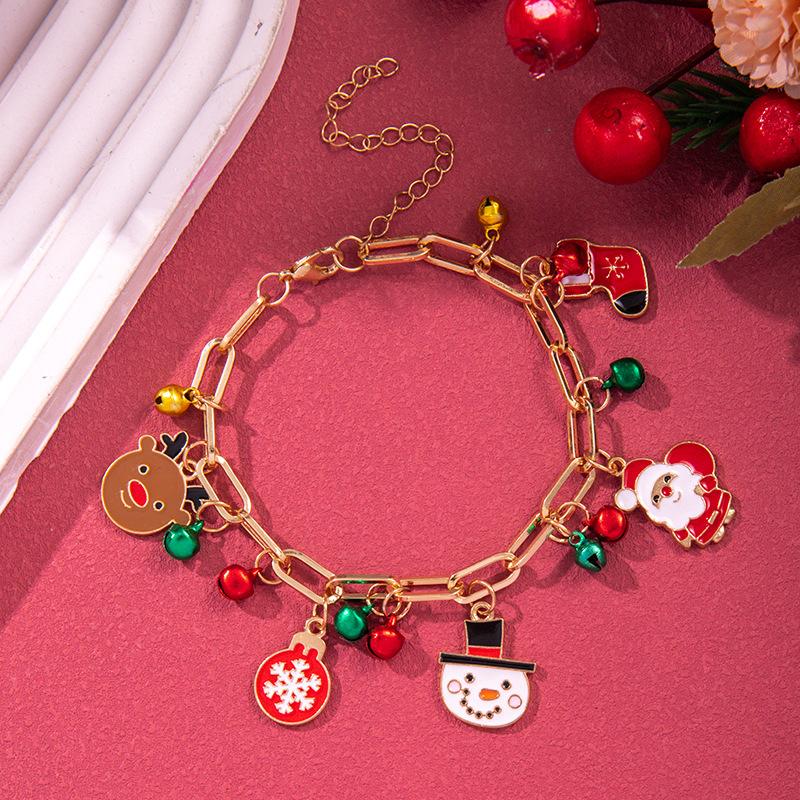 Christmas Bracelet Bell Pearl Jewelry Snowflake Elk Pendant Bracelet Christmas Bracelet Festive Ornaments