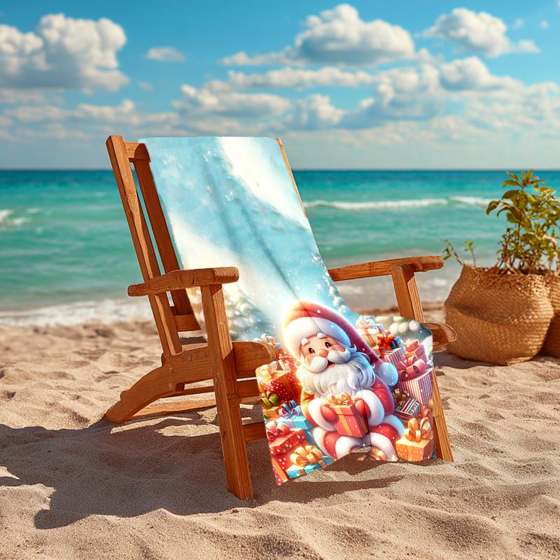 1Pc Christmas Santa Claus Gifts Beach Towel, Quick Dry, Multi-Use for Beach Pool Gym Yoga Home Travel, Christmas, Halloween, Xmas Gift S255