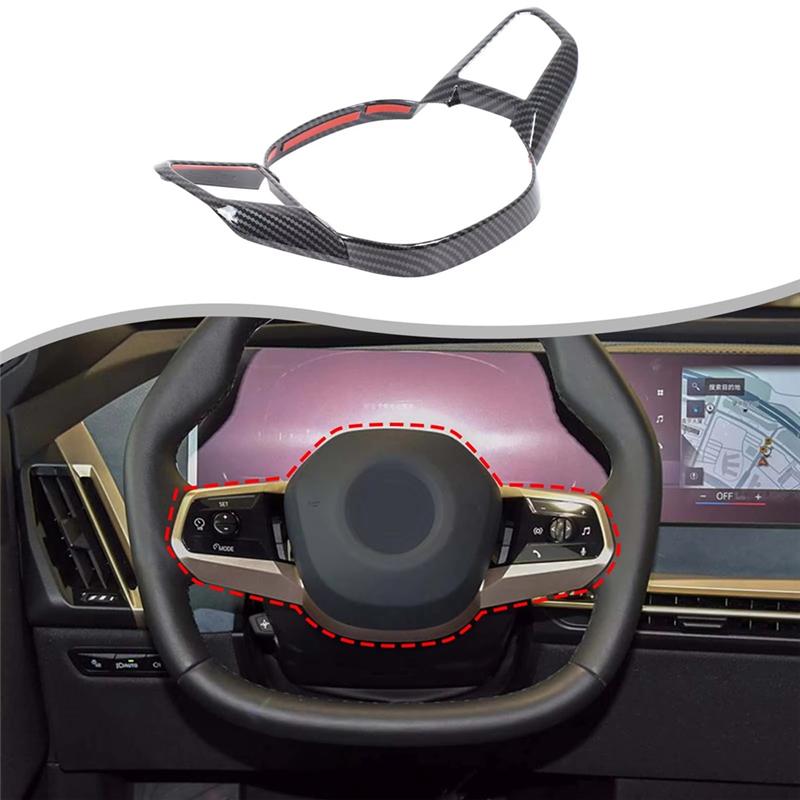 For BMW IX -2025 Steering Wheel Cover Trim Decorative Frame Car Interior Accessories ABS Carbon Fiber