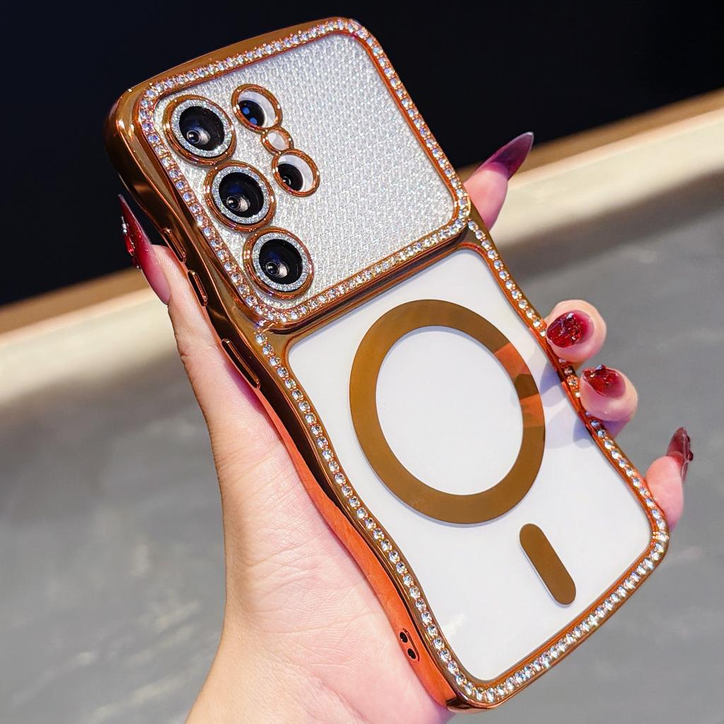 For Samsung Galaxy S26 Ultra Magnetic Case For Samsung S25 Ultra Luxury Plating Wireless Charging Cover With Lens Film Protector