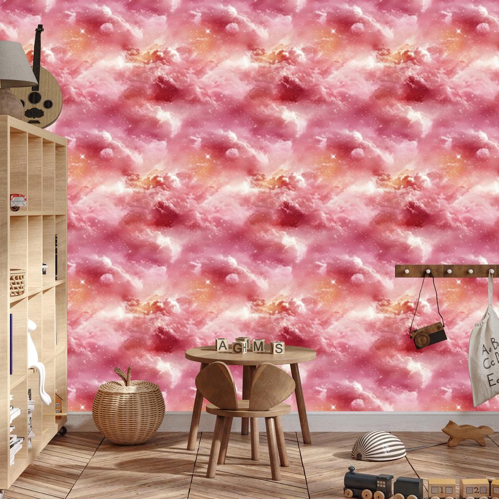 Watercolor Galaxy Wallpaper Coral and Red for Living Room and Bedroom 50x1000