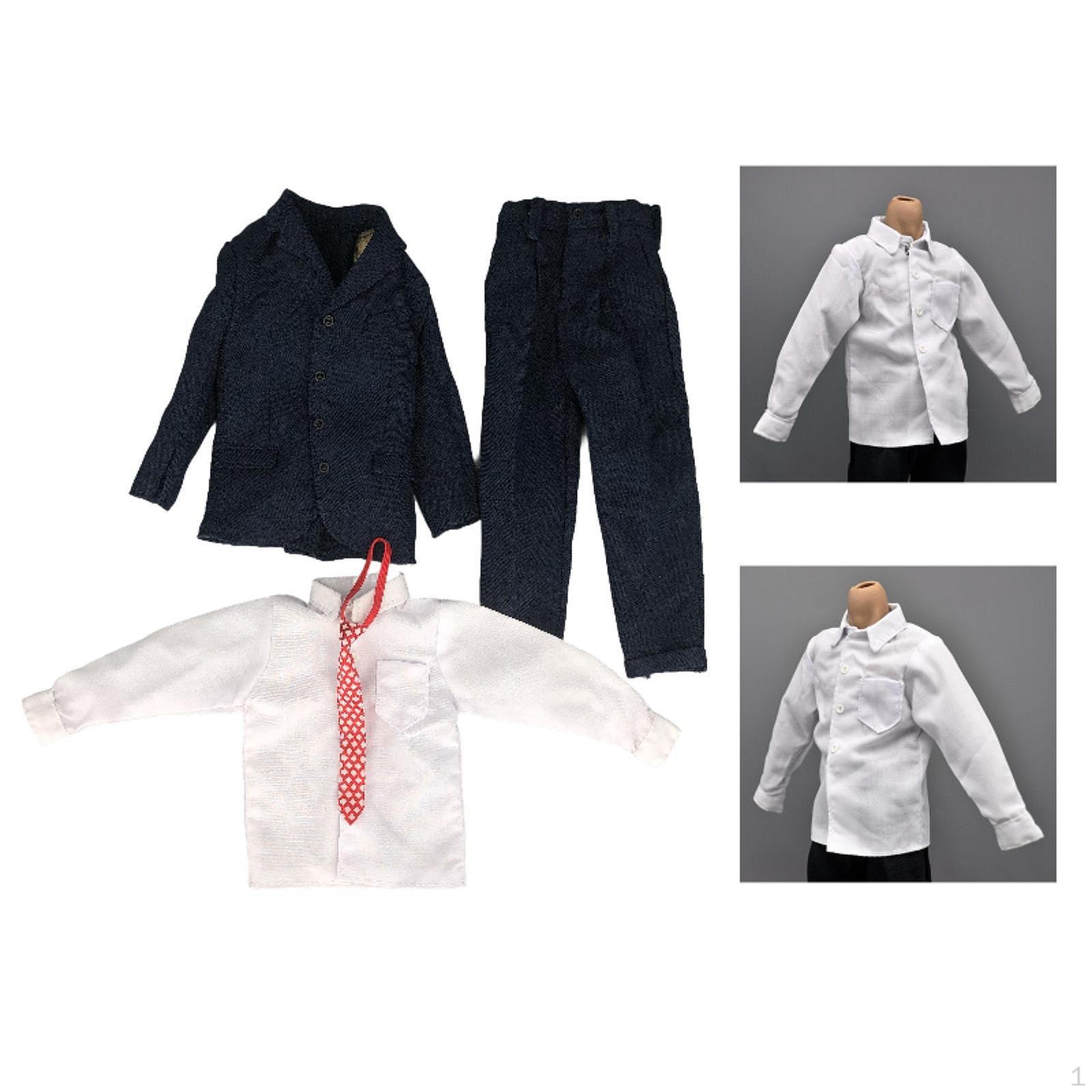 

1/6 Male Figure Clothes Costume Action Figures Full Suit for 12 inch Red checkered tie