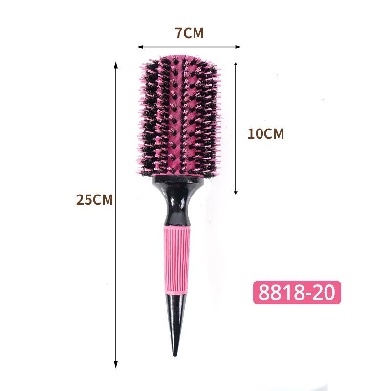 

Профессиональная круглая деревянная щетка для волос, смесь щетины кабана и нейлона, салонные инструменты для укладки женских волос, бигуди для волос 20 розы красного