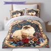 Boho Floral Cat Pattern Bedding Quilt Set Quilt Cover Pillowcase Home Decoration Birthday Gift (1 * duvet cover + 2 * pillowcase, without core)