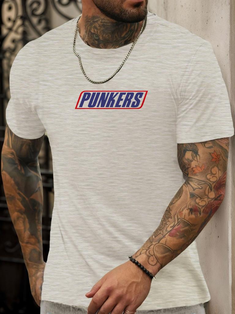 Kurzarm T-Shirt PUNKERS Herren 100% Baumwolle Musterbedrucktes Hemd Sommer Rundhals Atmungsaktiv Lässig Mode Cooles T-Shirt