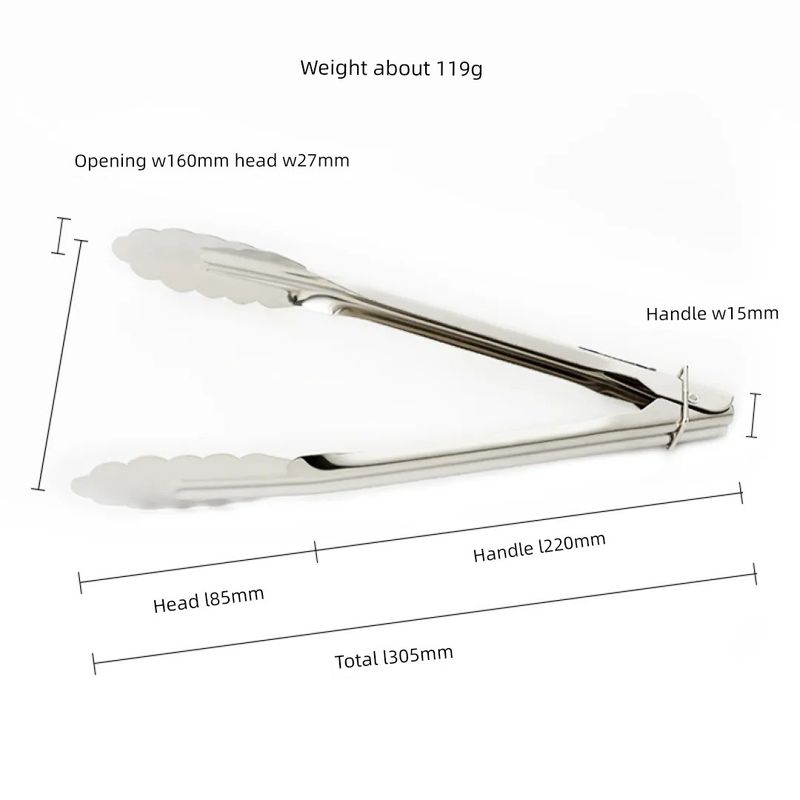 Thickened Stainless Steel Tongs, Bread Tongs, Barbecue Tongs, Rubber-Handled Hanging Food Tongs, 10-12- 14-16inch Plum Blossom Tongs