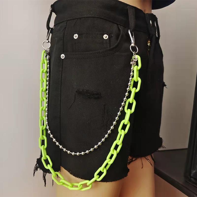 European & American Hip-Hop Style Double-Layer Fluorescent Acrylic Waist Chain with Pendant