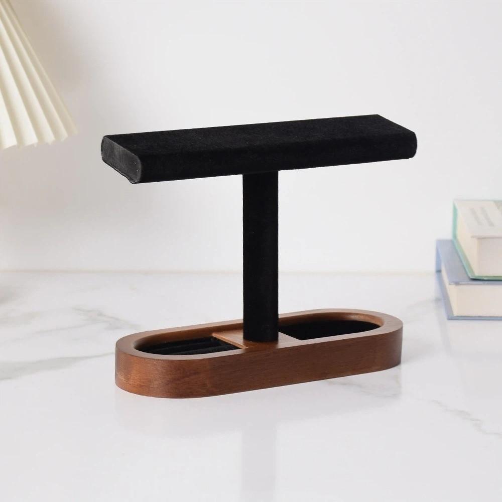 Space-saving Wooden Jewelry Organizer T-bar Design Watch Display Stand  Home Use