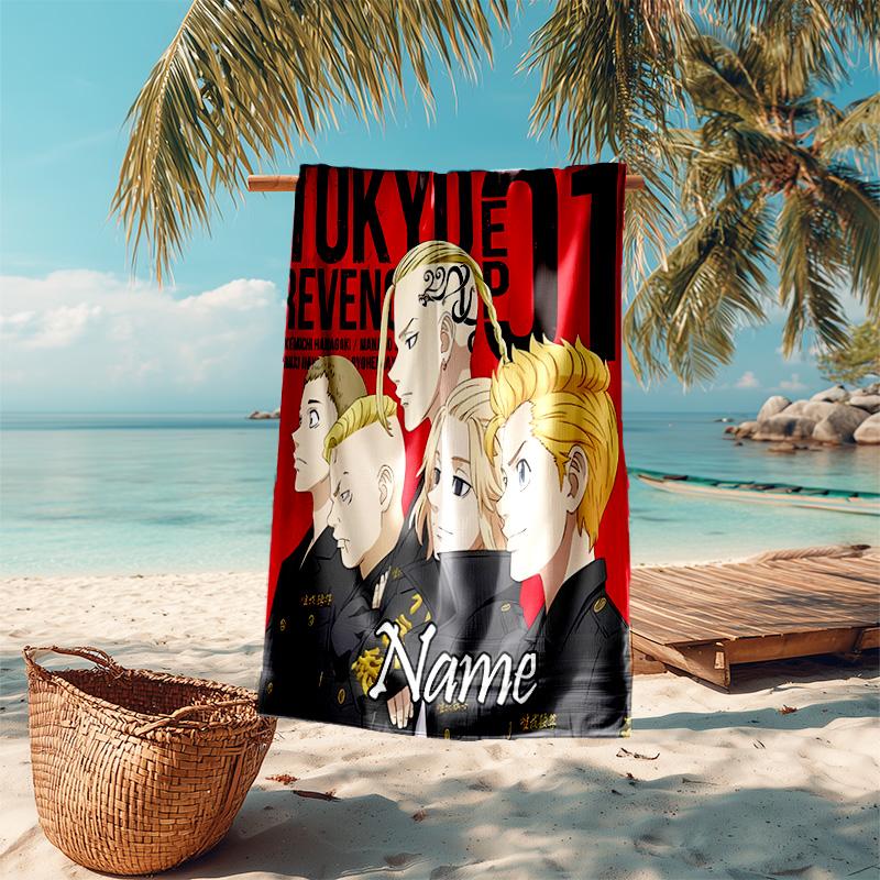 Personalized Customized Proof Beach Towel with Tokyo Revengers Pattern - Soft, Absorbent,quick-drying,perfect Swimming,camping&bathing