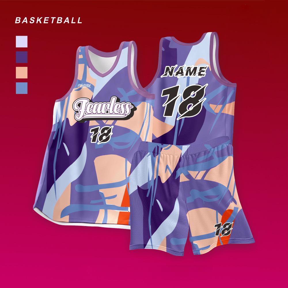 Basketball jersey set Men s and children s American college training game jersey Digital printing retro color matching jersey XS