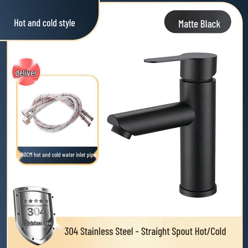 

Black 304 Stainless Steel Basin Mixer Faucet