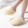 Long haired Baotou cotton slippers, home plush slippers, candy colored indoor plush slippers
