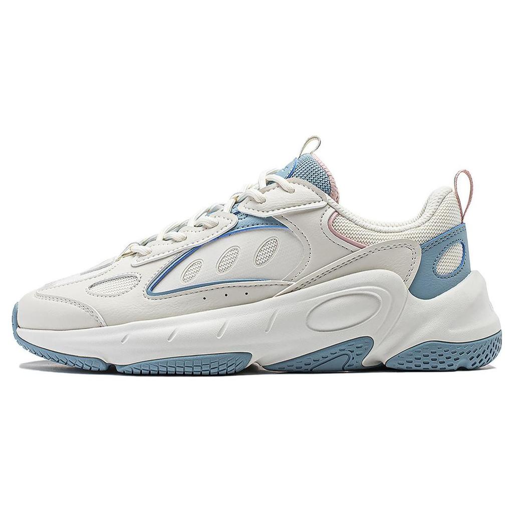 New LiNing Wing Wind Anti Slip Wear Resistant Low Top Casual Shoes Women's White Blue AGCT462-5