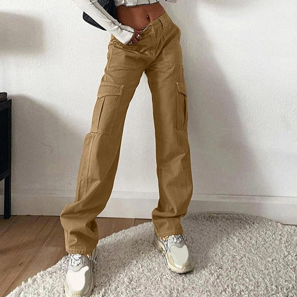 Womens Baggy Cargo Pants Streetwear Hip Hop Joggers Sweatpants  Casual Loose Wide Leg Trousers